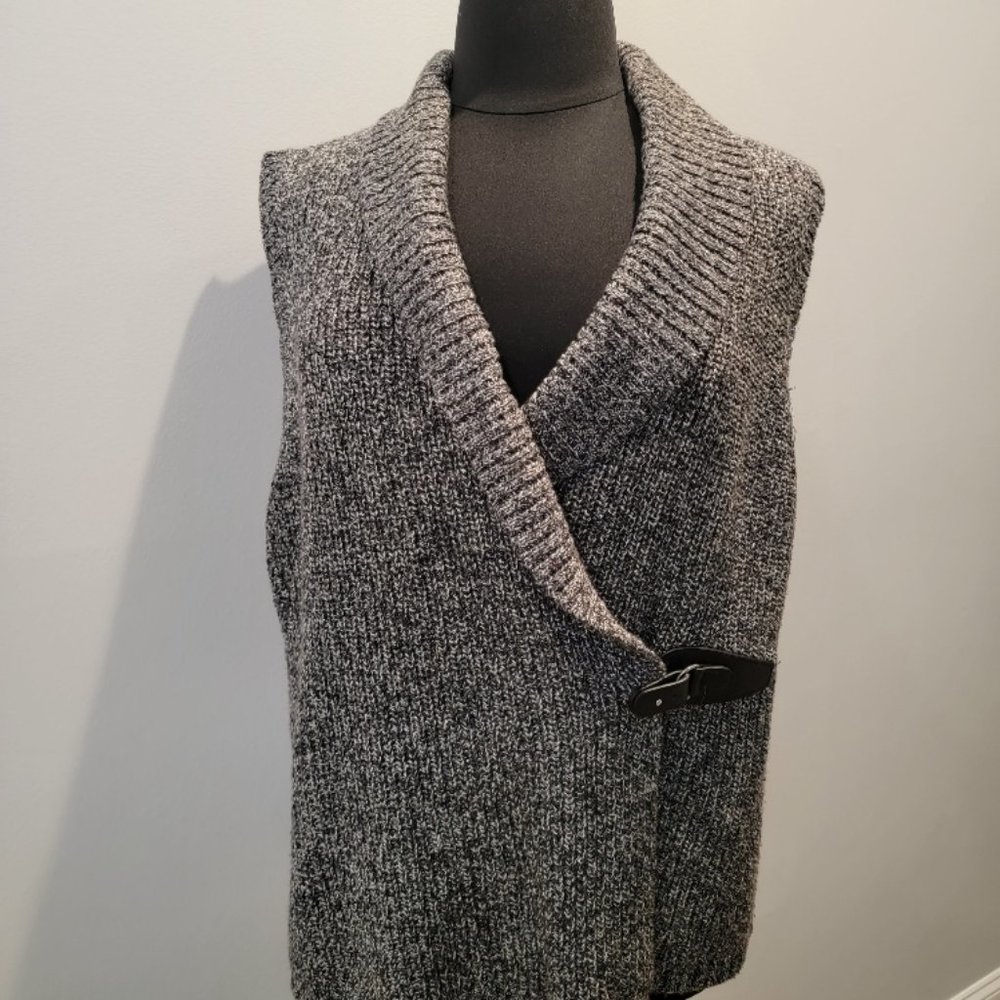 Charter Club Gray Marled Knit Shawl Collar Sweater Vest